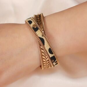 NEW Anthropologie Western Leopard Gold Bracelet